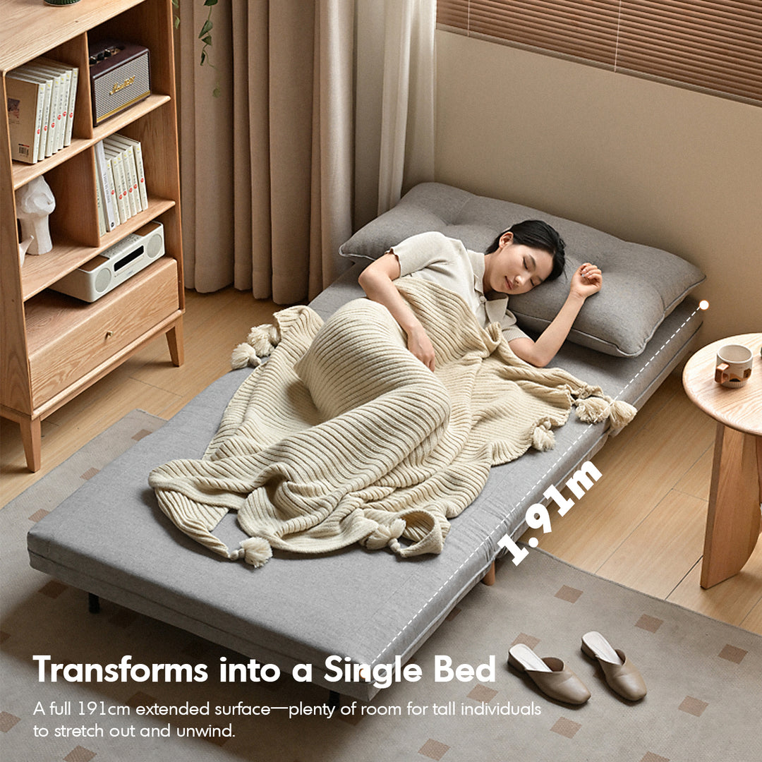 Modern mixed weave fabric 1 seater sofa bed aero in details.