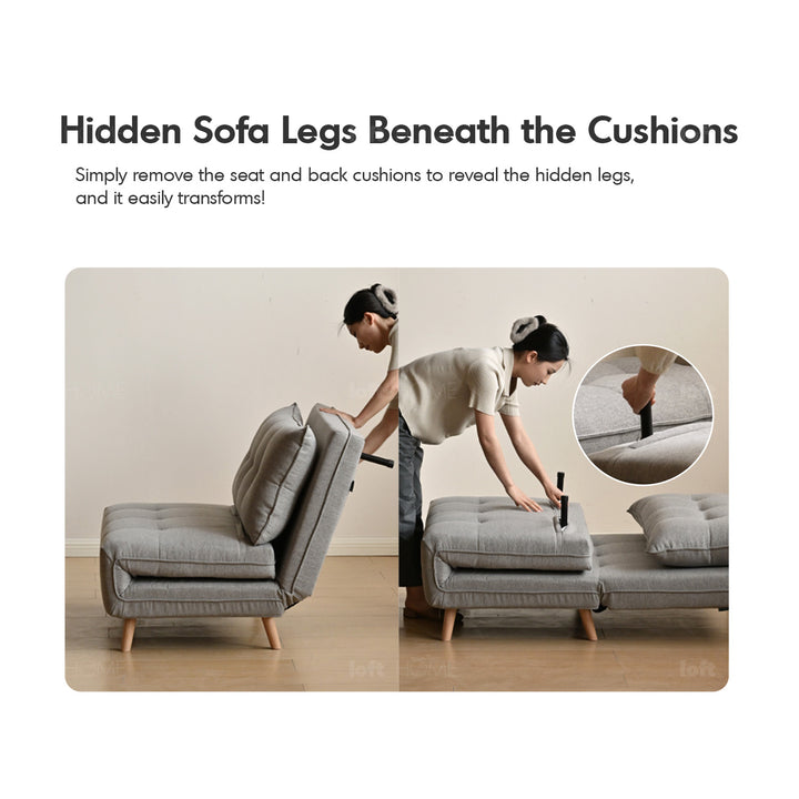 Modern mixed weave fabric 1 seater sofa bed aero in close up details.