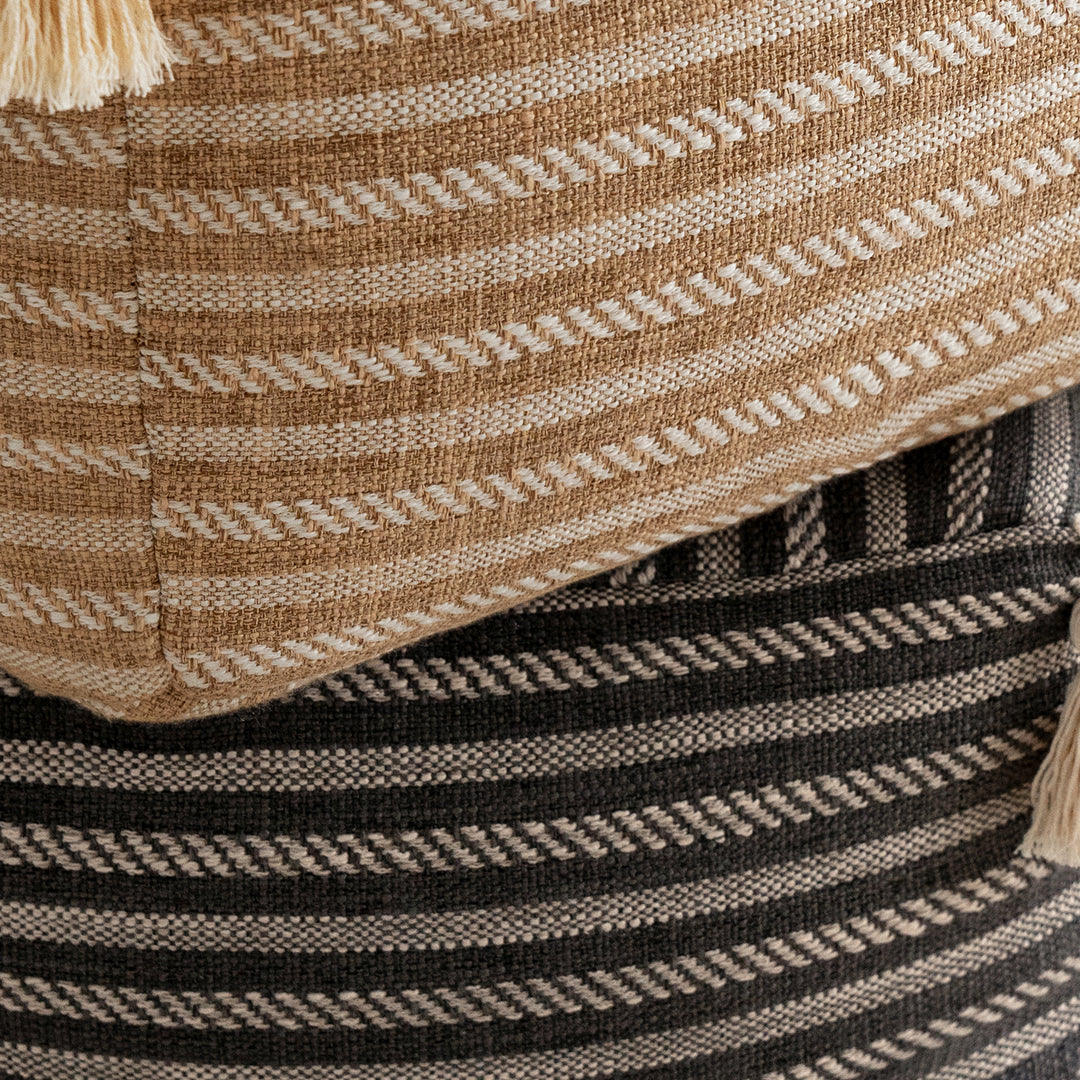 Modern mixed weave fabric ottoman beanie detail 2.