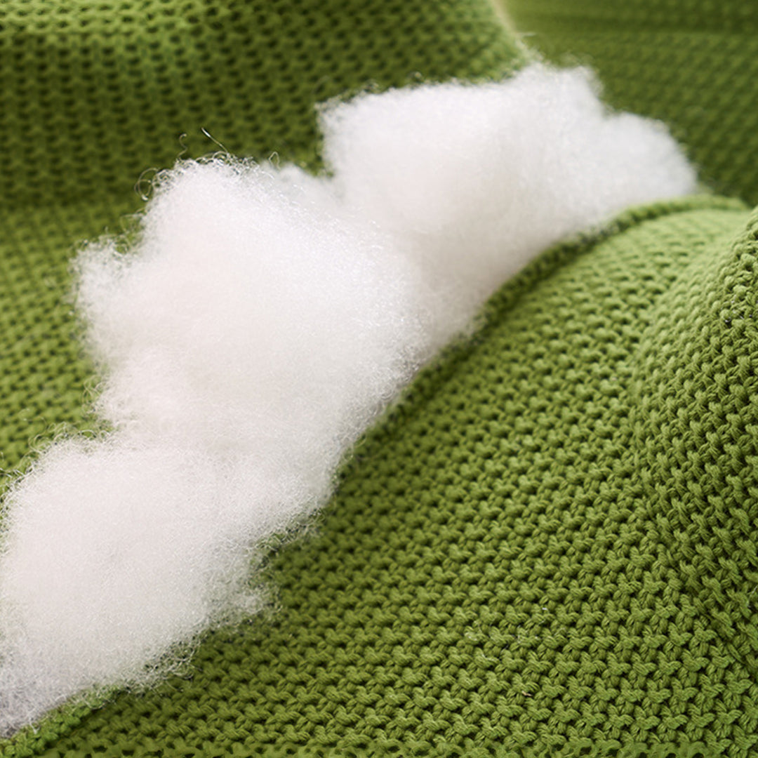 Contemporary mixed weave fabric ottoman decoration hippo in still life.