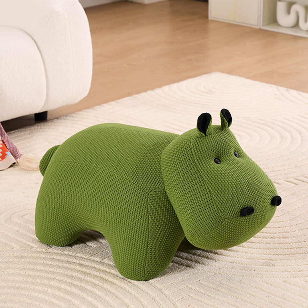 Contemporary mixed weave fabric ottoman decoration hippo primary product view.