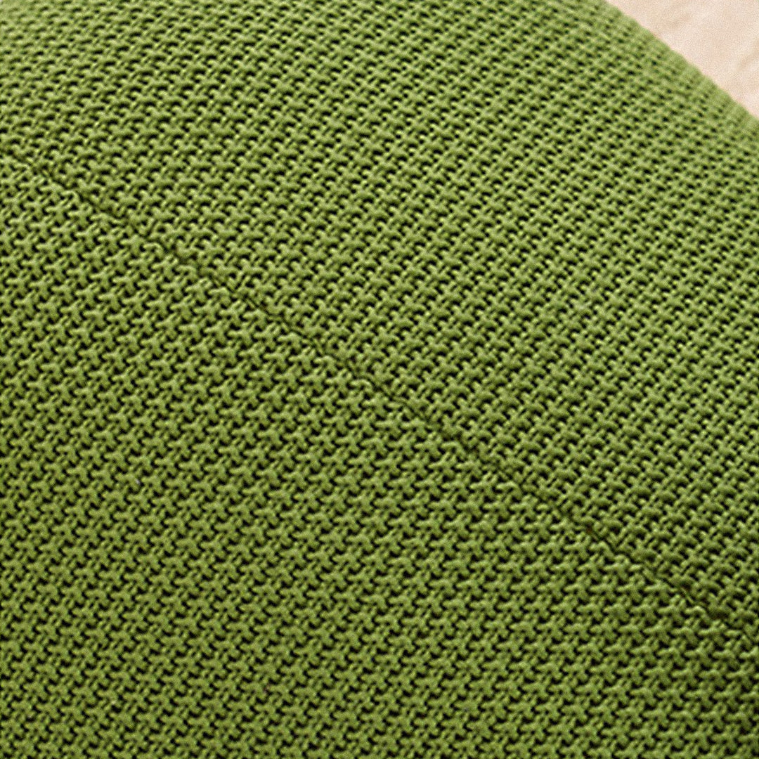 Contemporary mixed weave fabric ottoman decoration hippo in close up details.