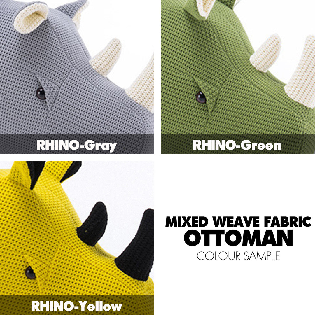 Contemporary mixed weave fabric ottoman decoration rhino color swatches.