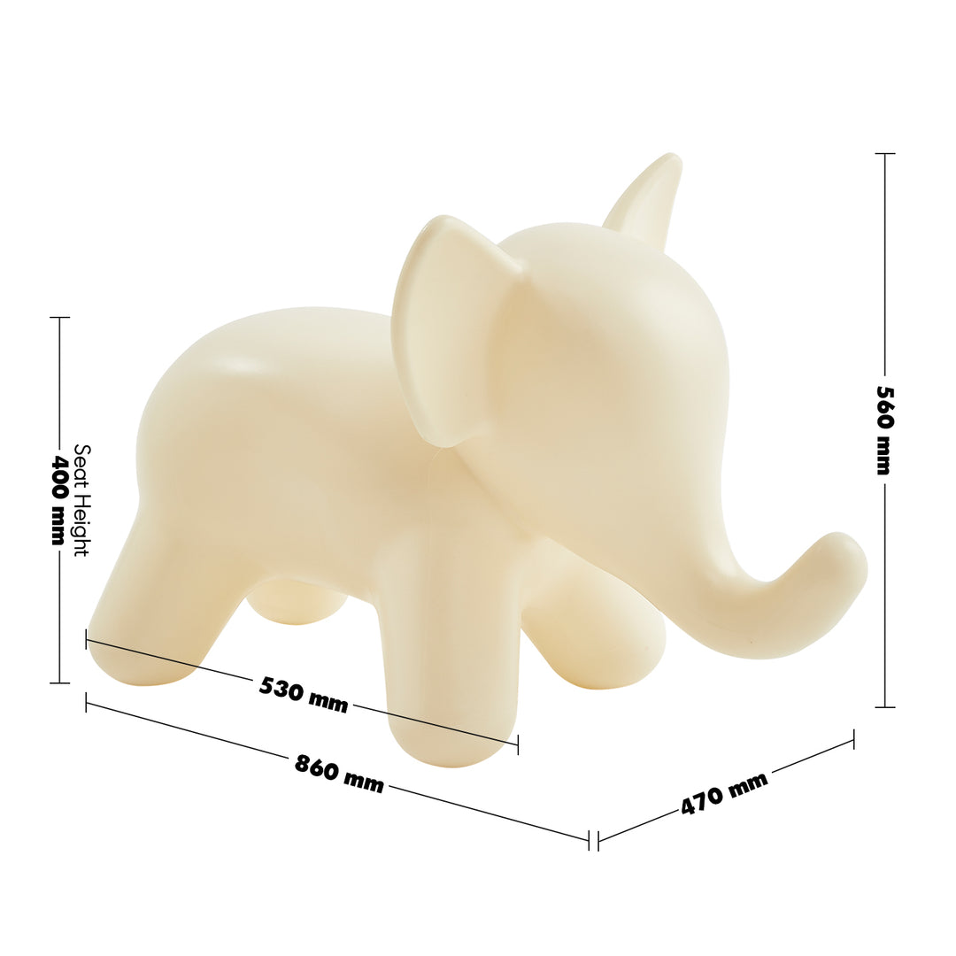 Contemporary plastic ottoman elephant size charts.