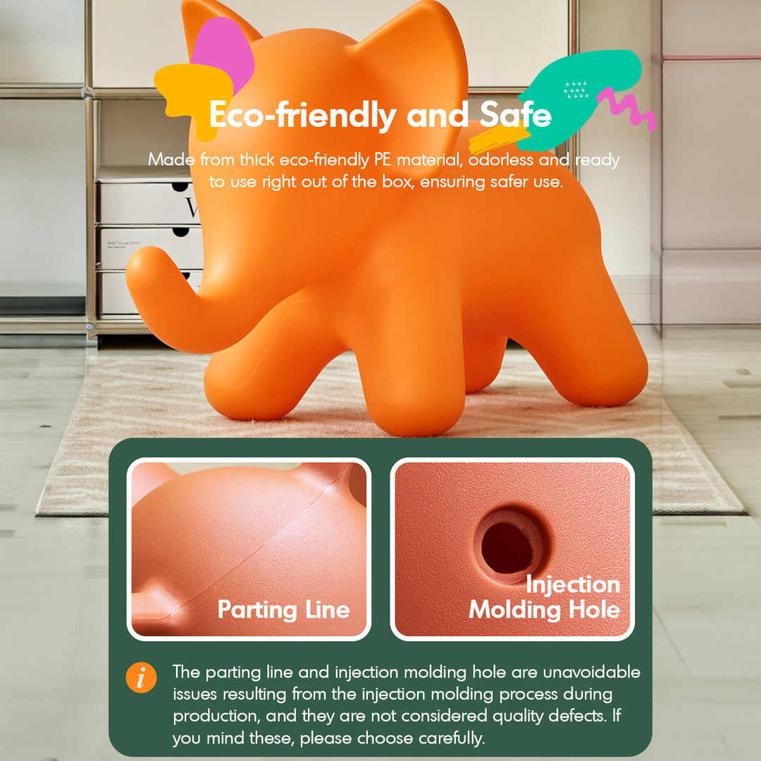 Contemporary plastic ottoman elephant in real life style.