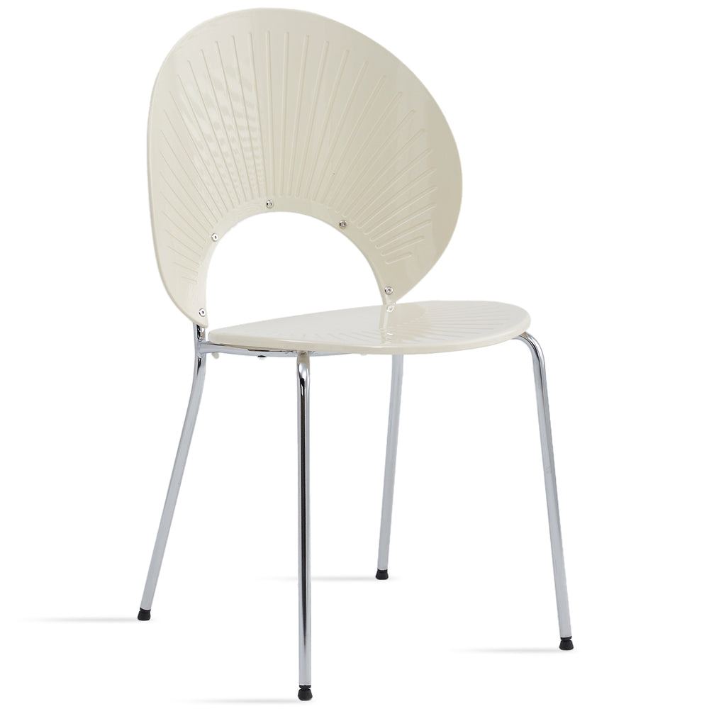 Contemporary plastic dining chair apollo in white background.