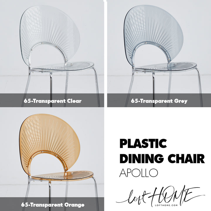 Contemporary plastic dining chair apollo material variants.