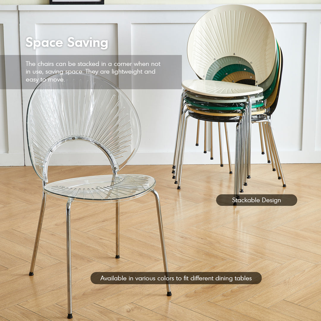 Contemporary plastic dining chair apollo in details.
