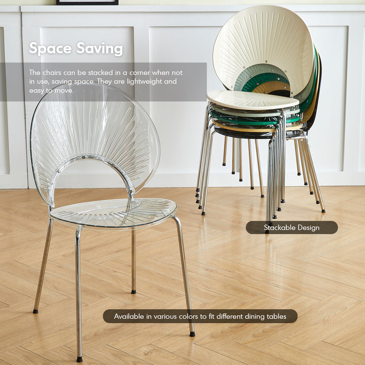 Contemporary plastic dining chair apollo in details.