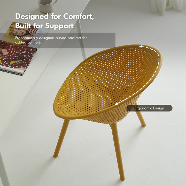 Contemporary plastic dining chair europa in real life style.