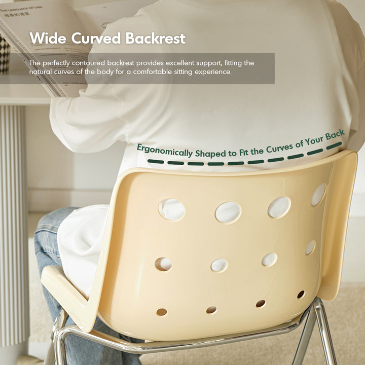 Contemporary plastic dining chair polo in still life.