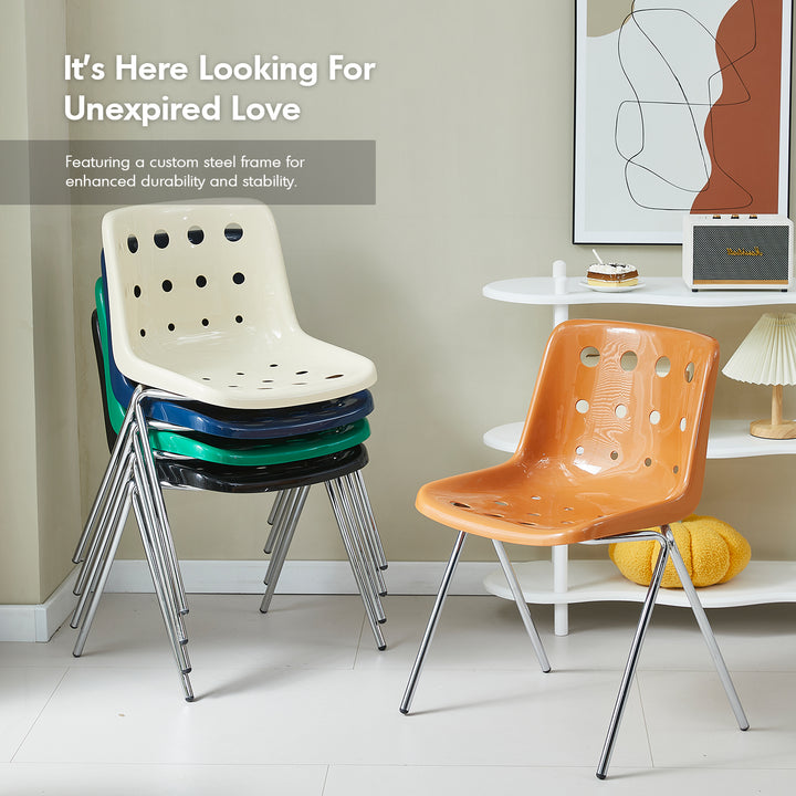 Contemporary plastic dining chair polo material variants.