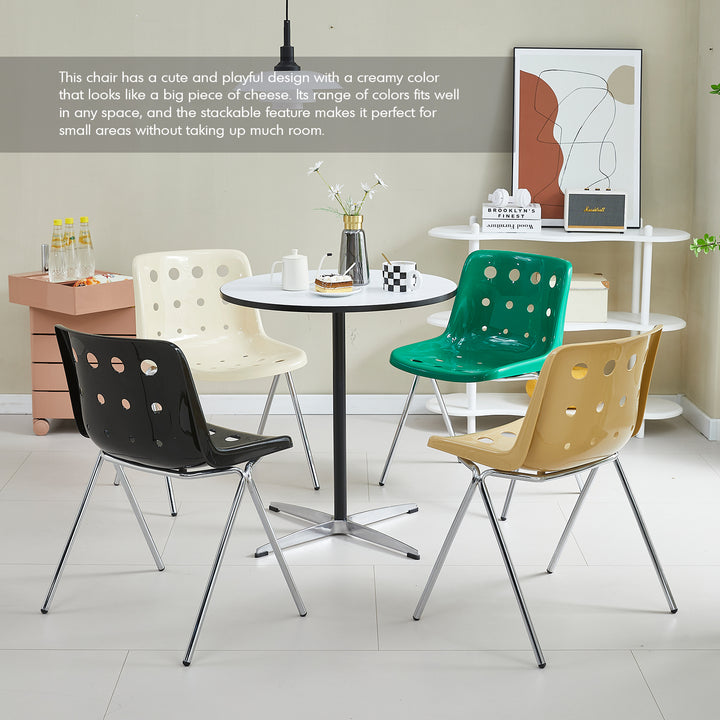 Contemporary plastic dining chair polo in real life style.