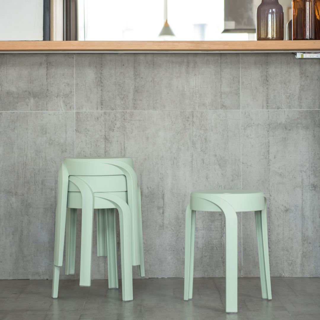 Modern plastic stackable dining stool 4pcs set whirl situational feels.