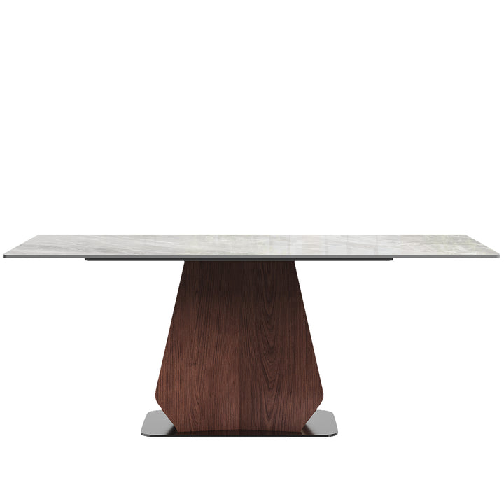 Modern sintered stone dining table beam layered structure.