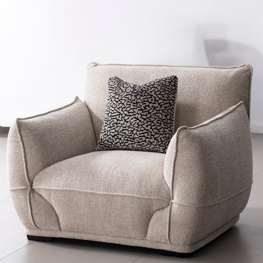 Modern mixed weave fabric 1 seater sofa cloudy material variants.