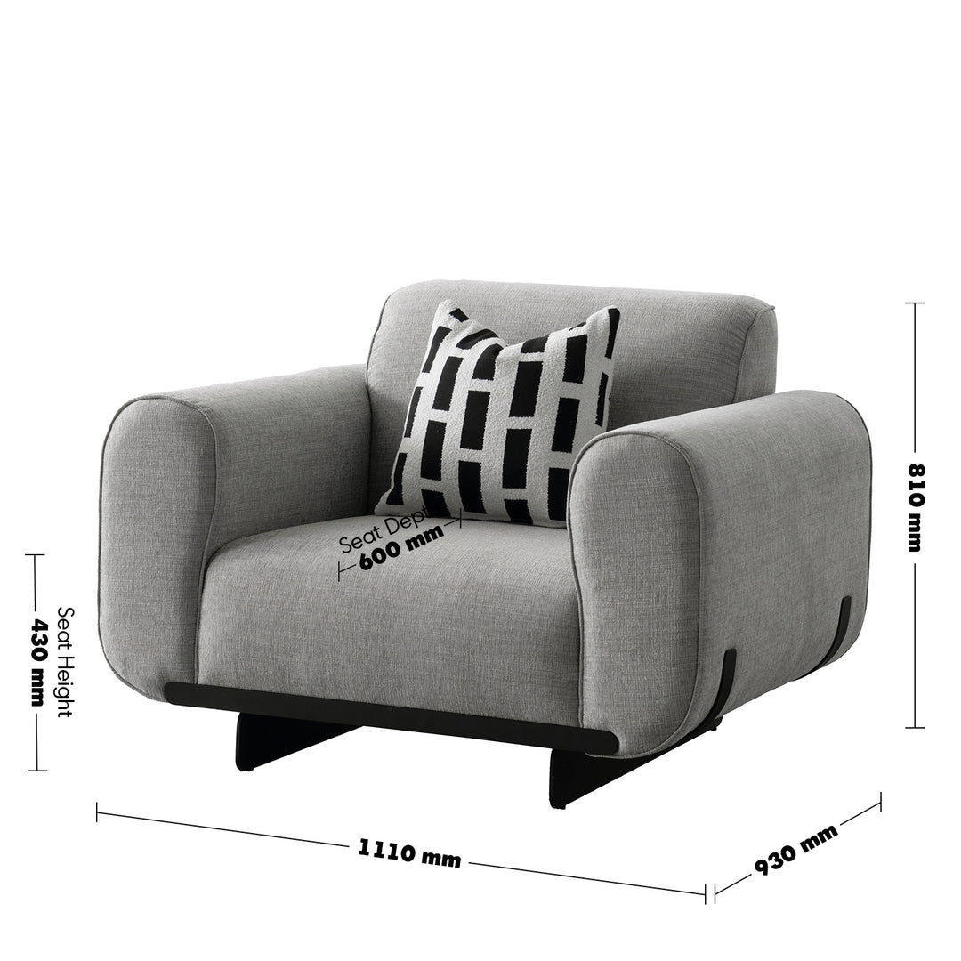 Modern mixed weave fabric 1 seater sofa griddy size charts.