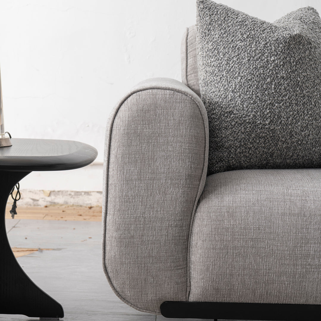 Modern mixed weave fabric 1 seater sofa griddy color swatches.