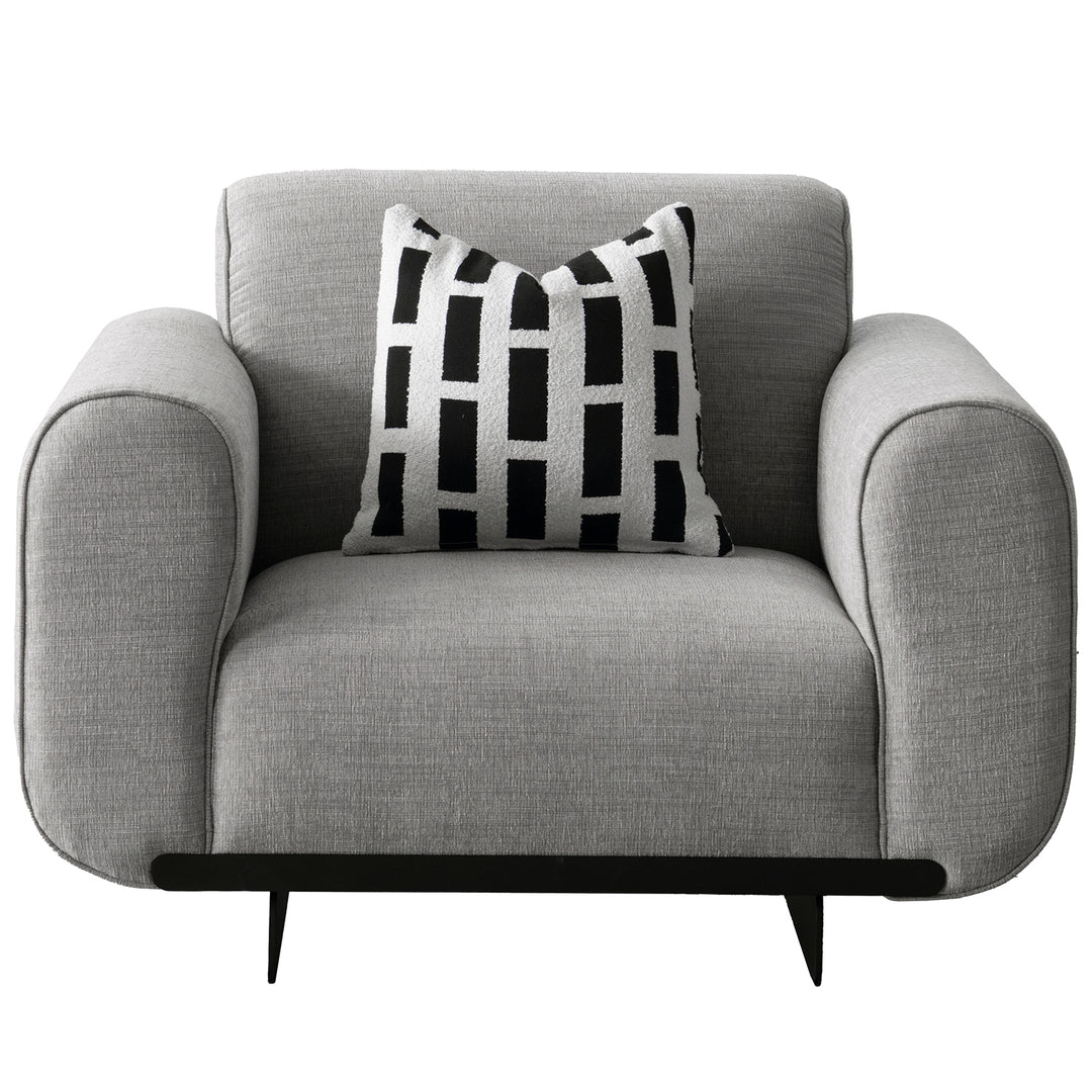 Modern mixed weave fabric 1 seater sofa griddy in details.