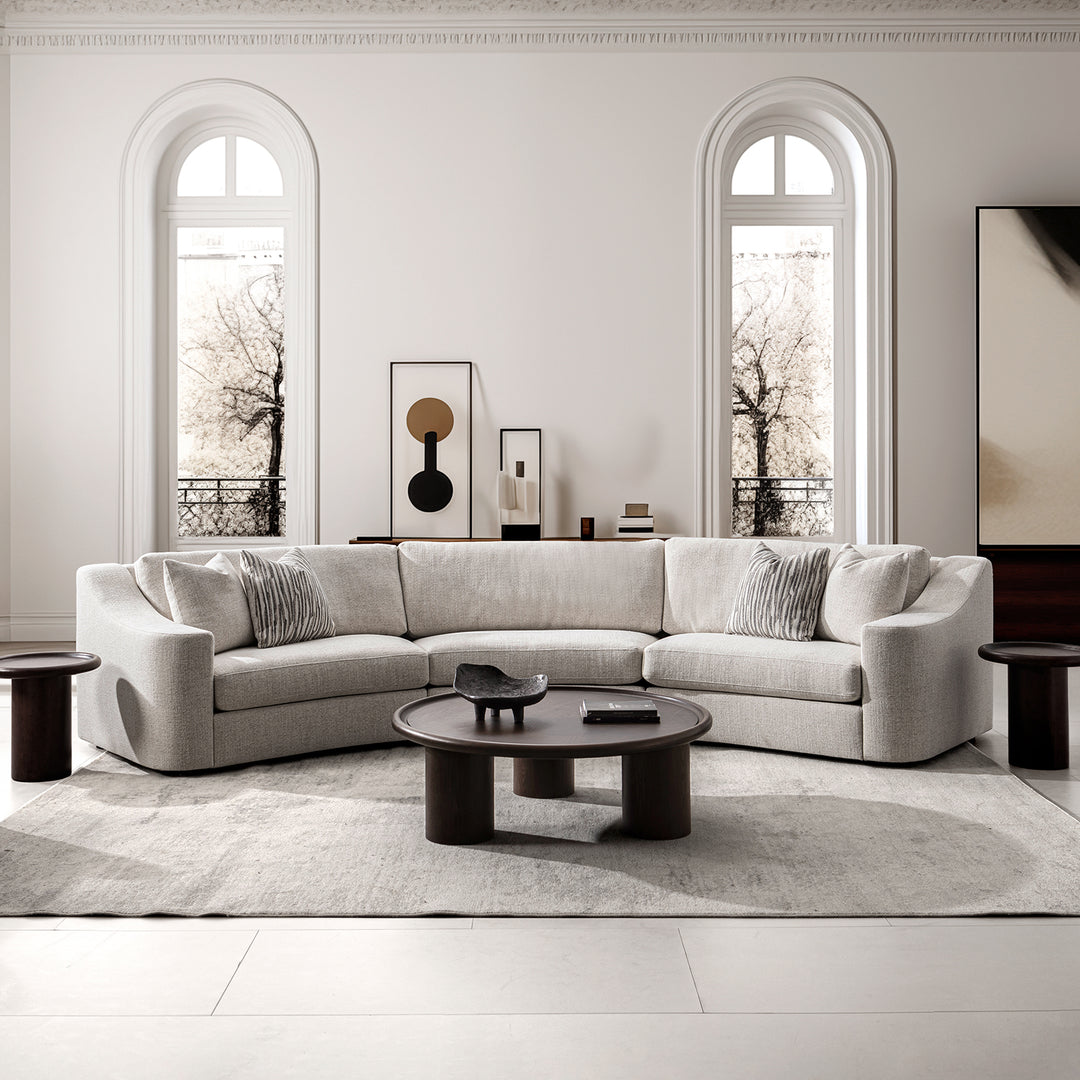 Modern mixed weave fabric modular corner 2 seater sofa terra environmental situation.