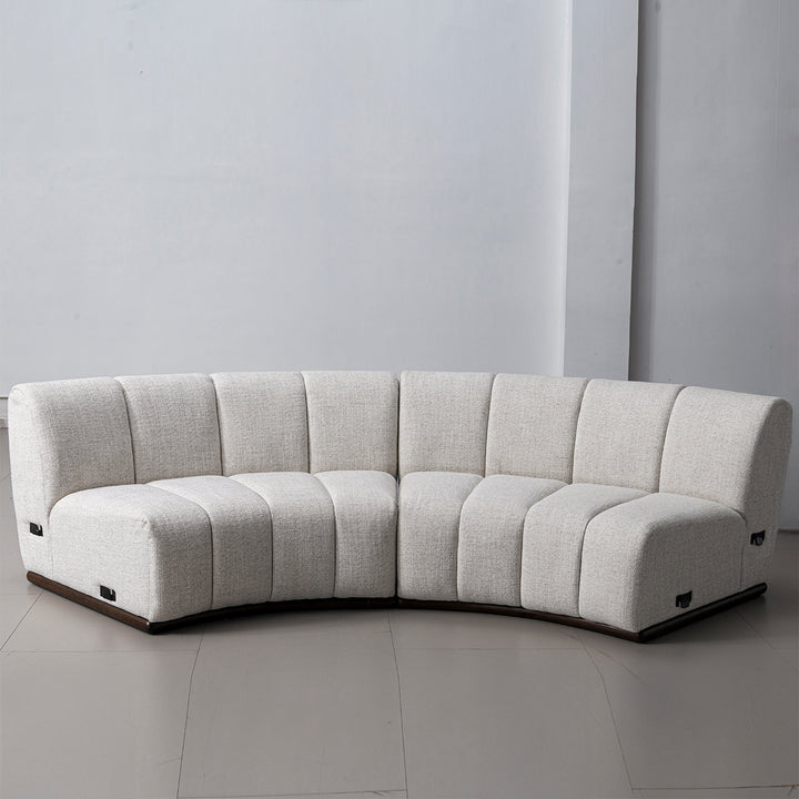 Modern mixed weave fabric modular joint connection 1 seater sofa bento with context.