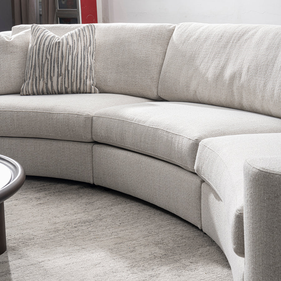 Modern mixed weave fabric modular joint connection 1 seater sofa terra in real life style.
