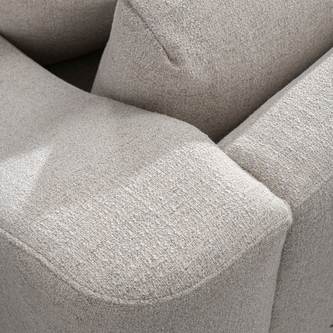 Modern mixed weave fabric modular sectional 5 seater sofa terra in close up details.