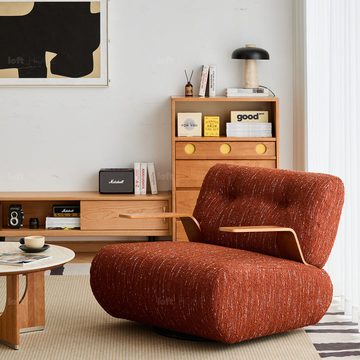 Modern mixed weave fabric revolving 1 seater sofa benny primary product view.