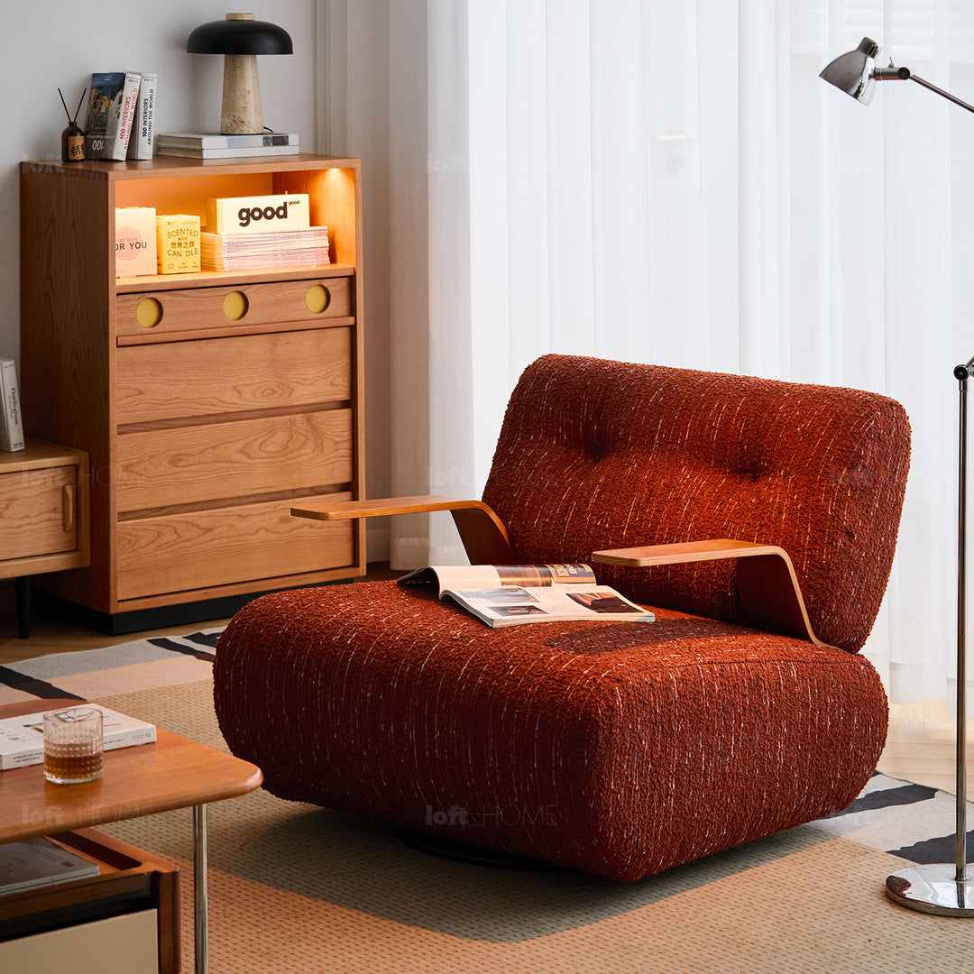 Modern mixed weave fabric revolving 1 seater sofa benny situational feels.