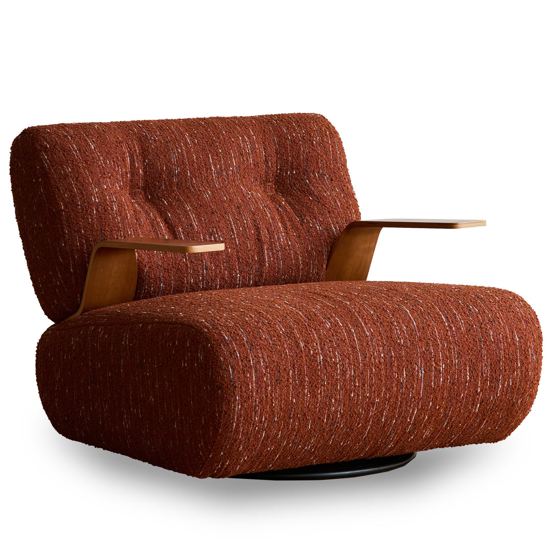 Modern mixed weave fabric revolving 1 seater sofa benny in white background.