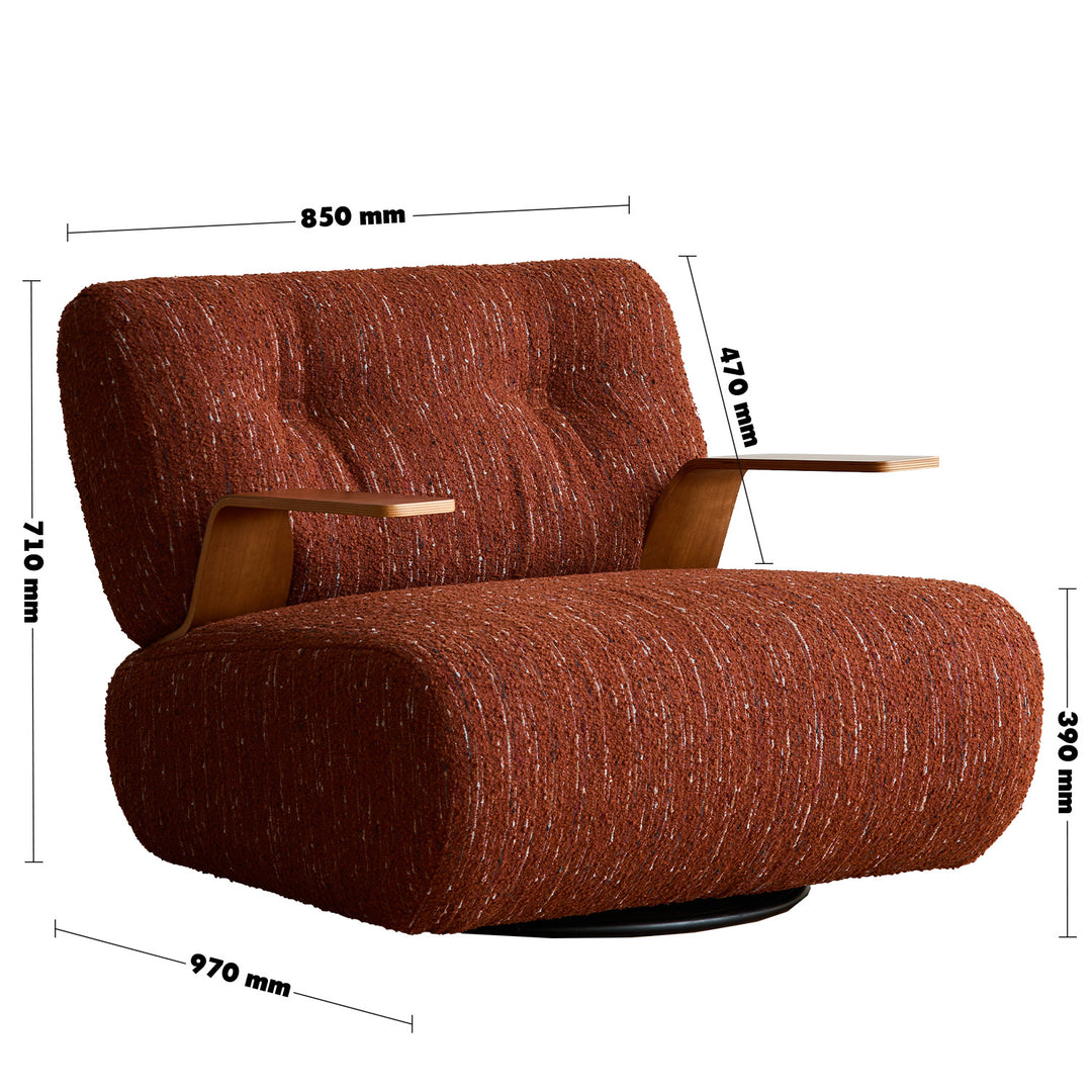 Modern mixed weave fabric revolving 1 seater sofa benny size charts.