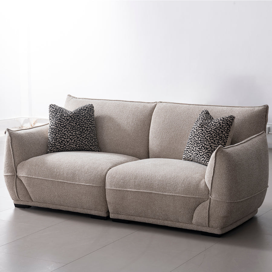 Modern mixed weave fabric sectional 3 seater sofa cloudy primary product view.
