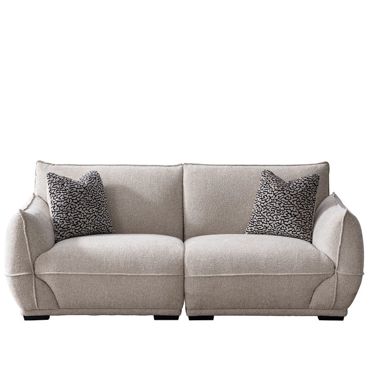 Modern mixed weave fabric sectional 3 seater sofa cloudy in white background.