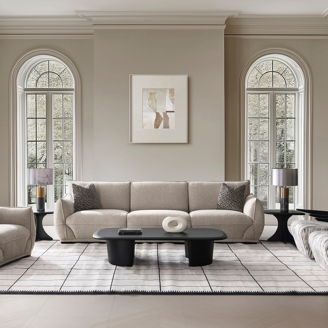 Modern mixed weave fabric sectional 4 seater sofa cloudy primary product view.