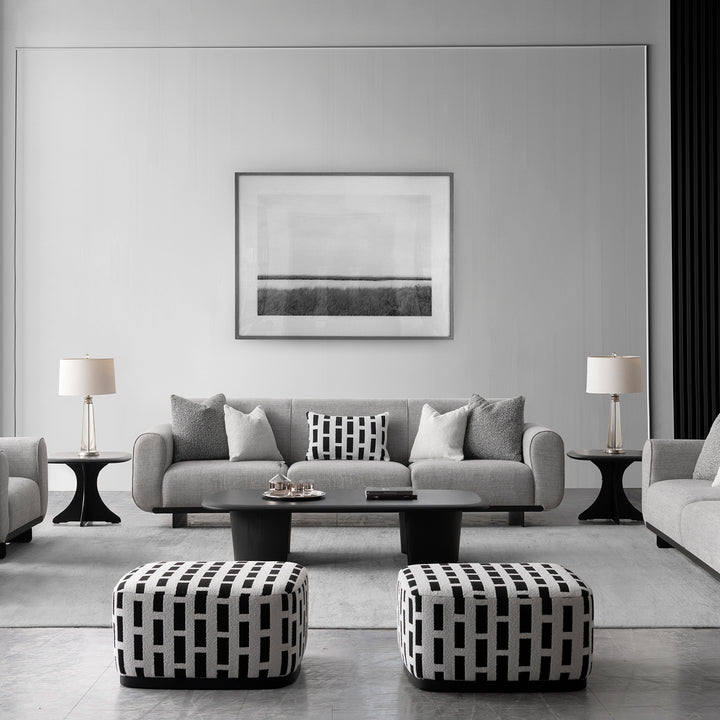 Modern mixed weave fabric sectional 4 seater sofa griddy primary product view.