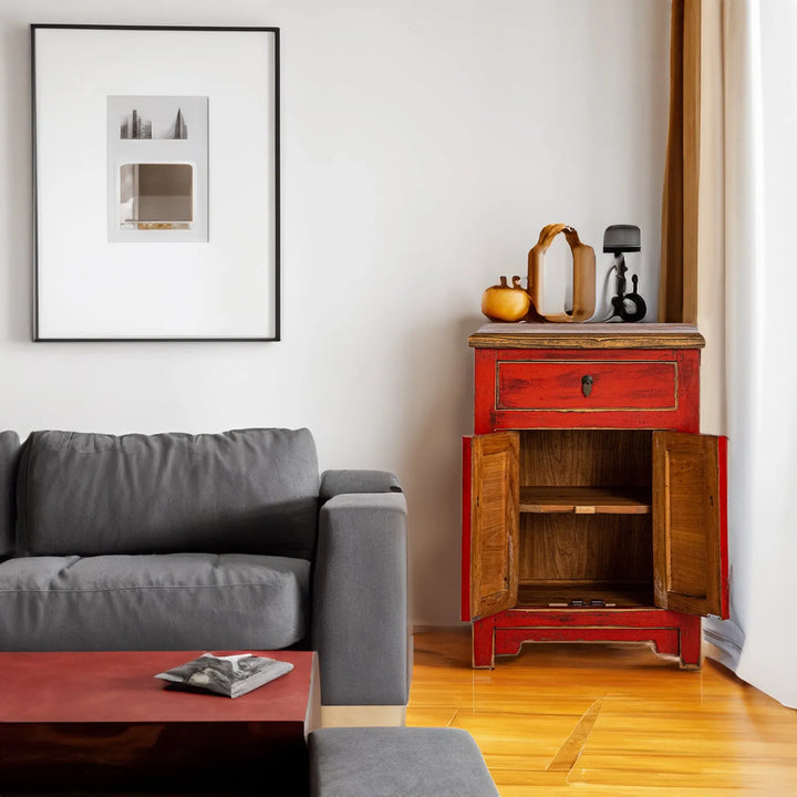 Rustic elm wood storage cabinet enigma primary product view.