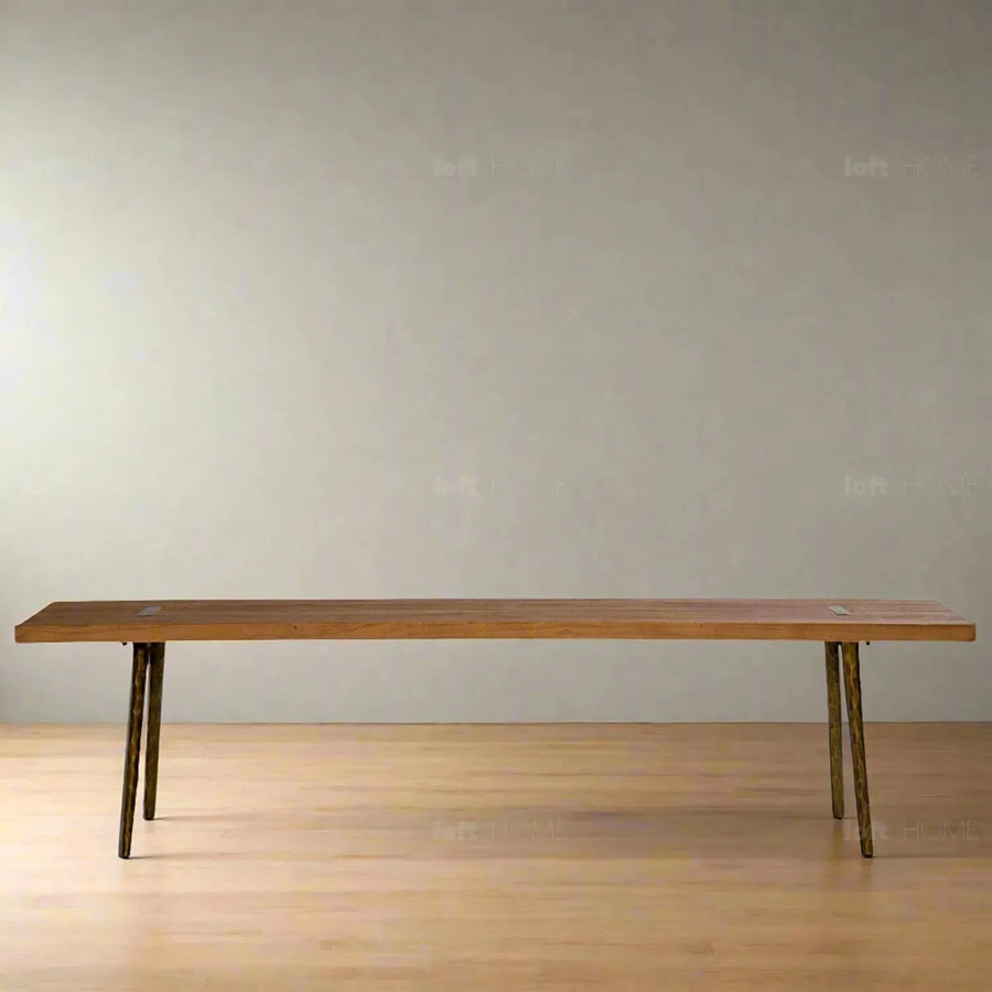 Rustic elm wood dining bench splendor primary product view.