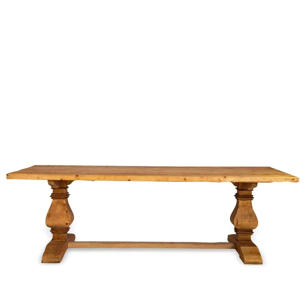 Rustic elm wood dining table lantern in white background.