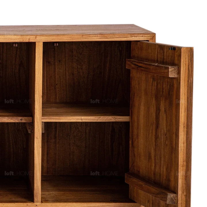 Rustic elm wood storage cabinet arcadia in still life.