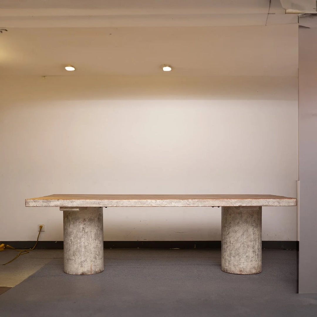 Rustic pine wood dining table barn primary product view.