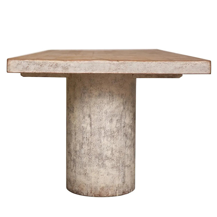 Rustic pine wood dining table barn in real life style.