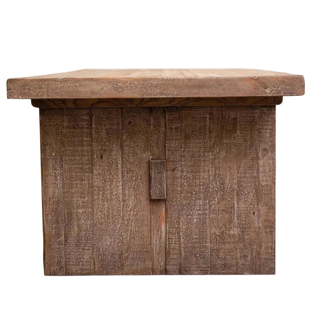 Rustic pine wood dining table dock detail 3.