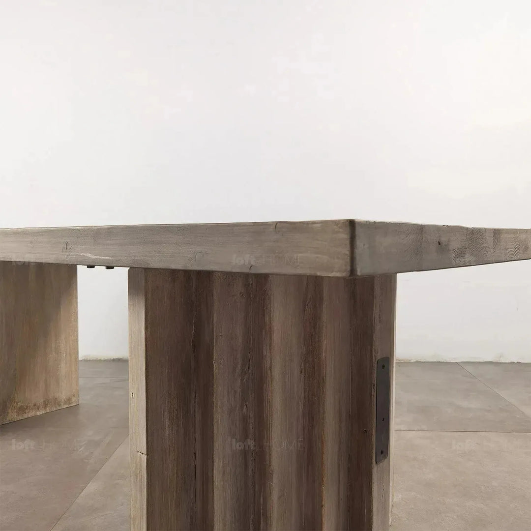 Rustic pine wood dining table lodge environmental situation.