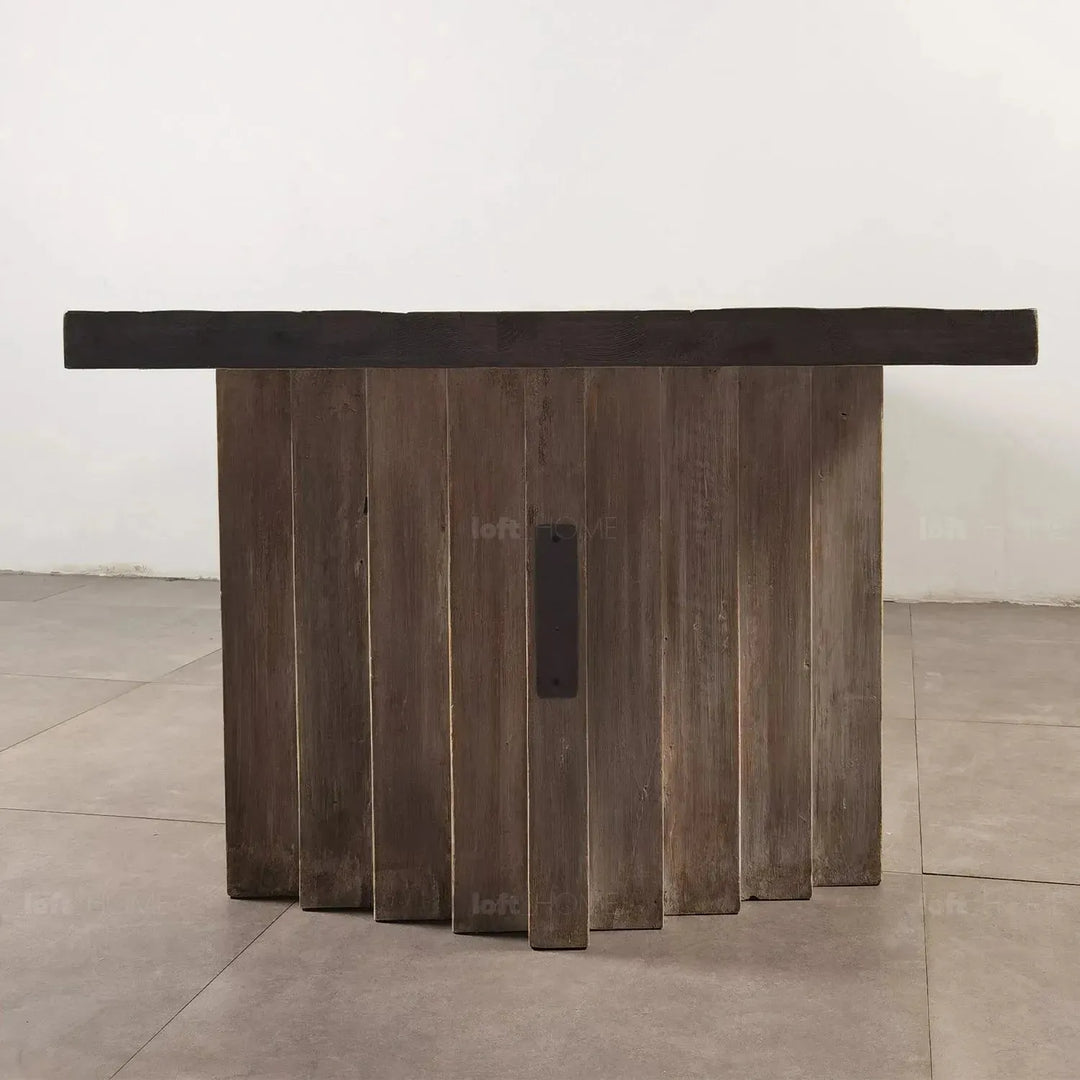 Rustic pine wood dining table lodge conceptual design.