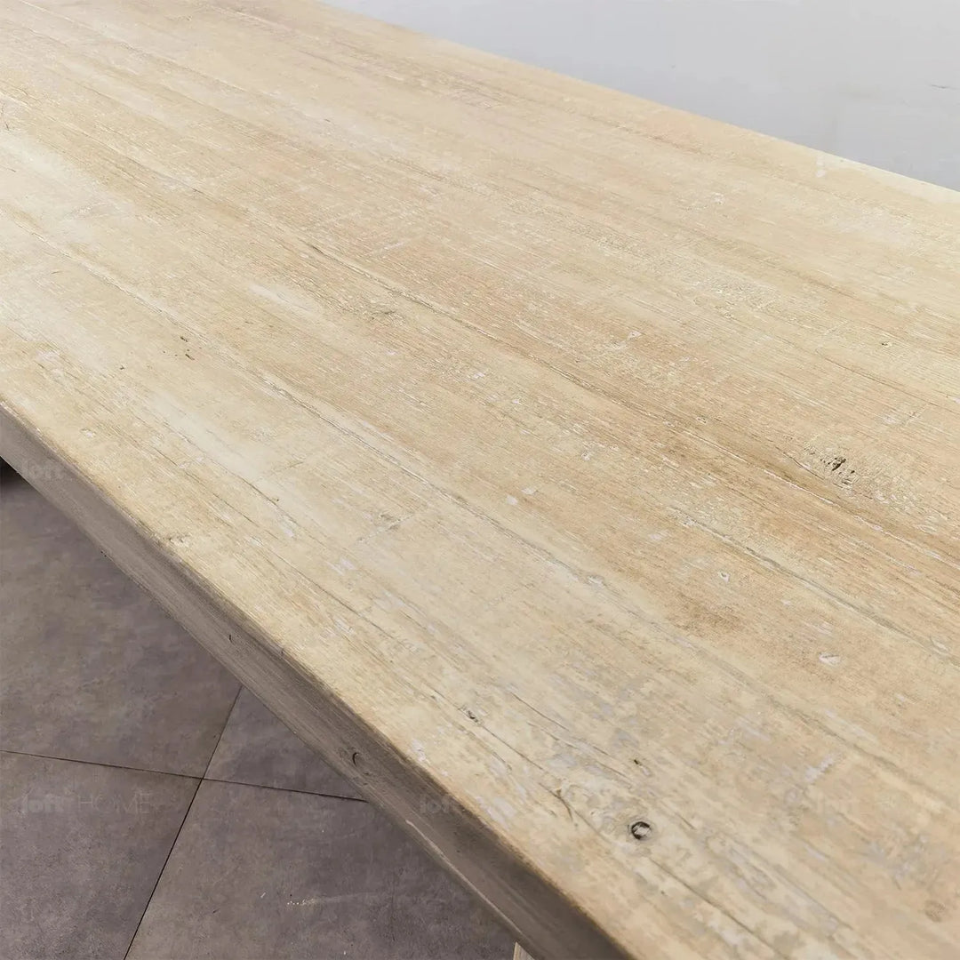 Rustic pine wood dining table lodge layered structure.