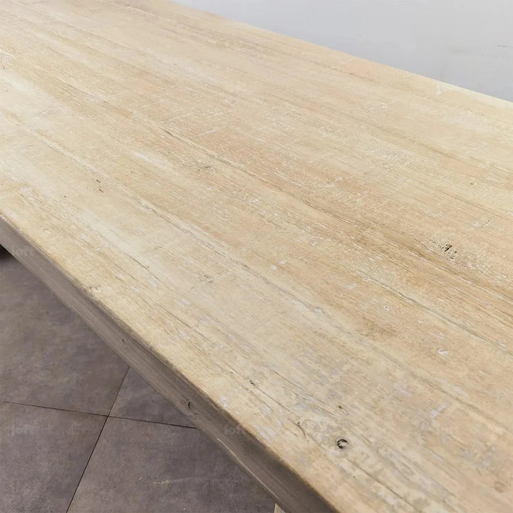 Rustic pine wood dining table lodge layered structure.