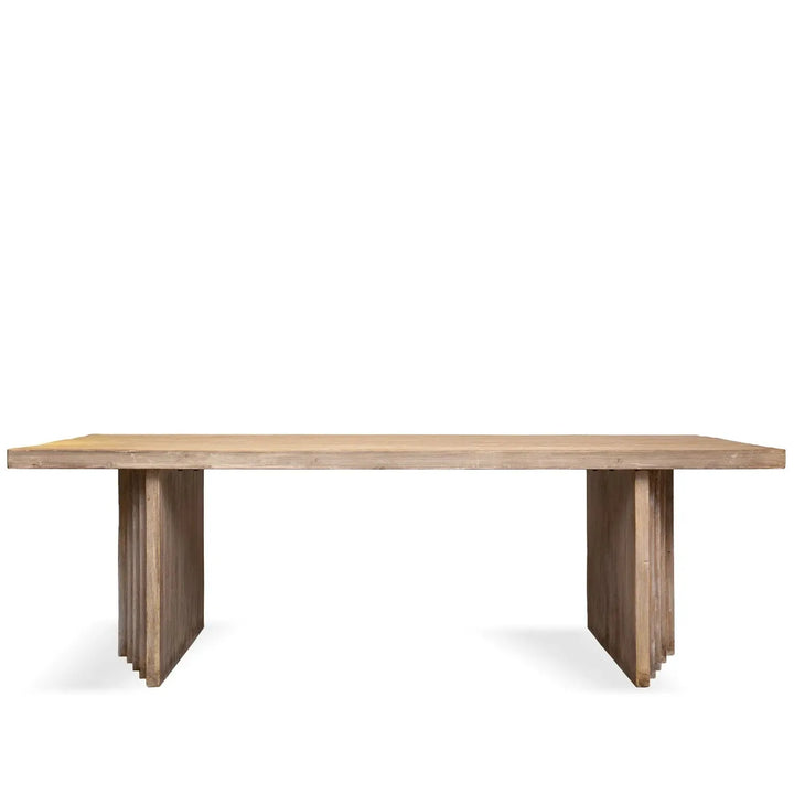 Rustic pine wood dining table lodge in white background.