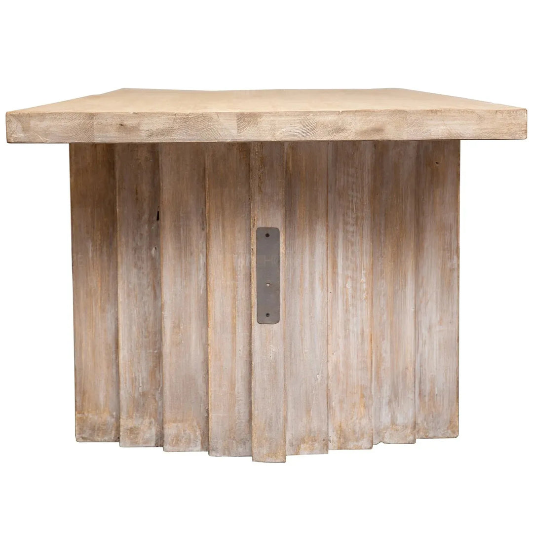 Rustic pine wood dining table lodge in real life style.