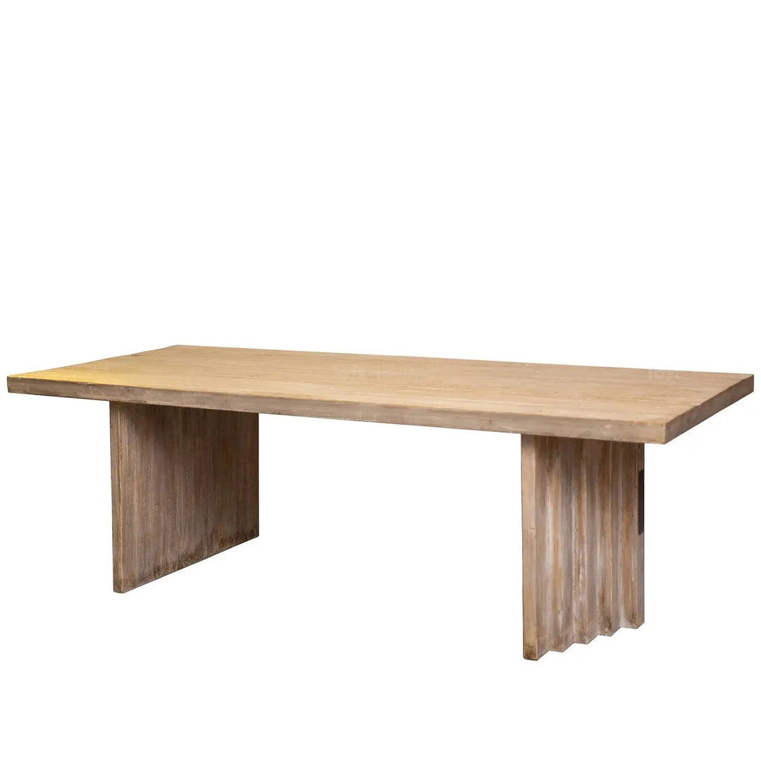 Rustic pine wood dining table lodge with context.