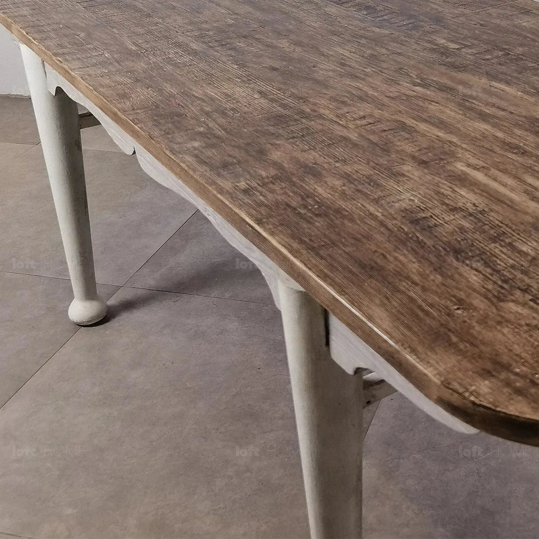 Rustic pine wood dining table shore environmental situation.